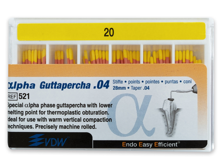 VDW Alpha - Gutaperčové čepy .04, vel. 020