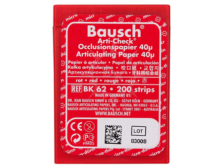 Artikulační papír Bausch BK62, červené proužky, 200ks, 39370