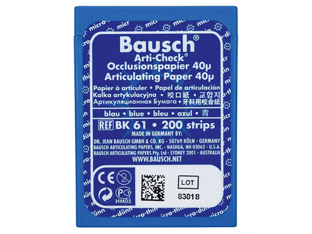 Artikulační papír Bausch BK61, modré proužky, 200ks, 39369