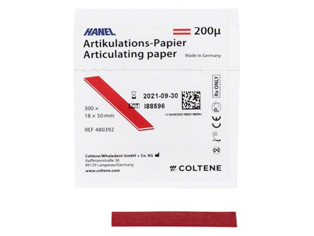 Artikulační papír HANEL 200 µm, 18 x 50 mm, 300 ks, červený (21588)
