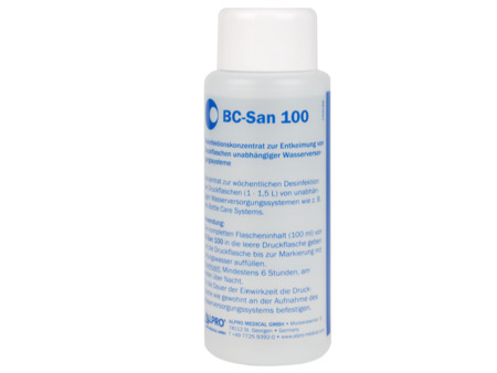 Alpro BC-San 100 -vysoce účinný dezinfekční koncentrát  pro dekontaminaci a dezinfekci tlakových lahví nezávislých systému rozvodů vody