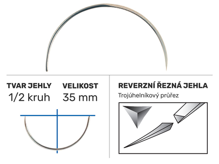 Chirurgická jehla Z761, pérové oko GF, 1/2 kruh 35mm/N°10