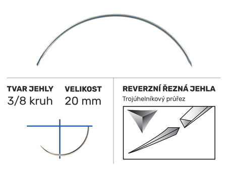 Chirurgická jehla Z564, pérové oko BF, 3/8 kruh 20mm/N°15