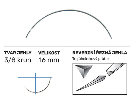 Chirurgická jehla Z516, běžné oko BN, 3/8 16mm/N°16