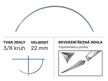 Chirurgická jehla Z571, pérové oko BF, 3/8 kruh 22mm/N°14