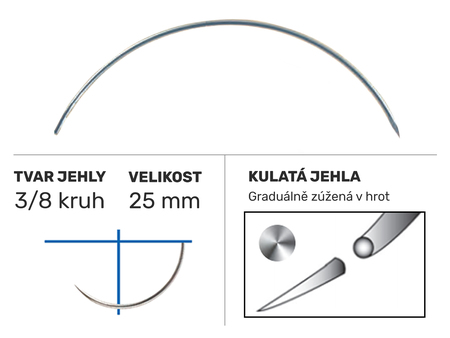 Chirurgická jehla Z663, pérové oko BRF, 3/8 kruh 25mm/N°13