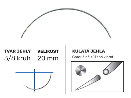 Chirurgická jehla Z664, pérové oko BRF, 3/8 kruh 20mm/N°15