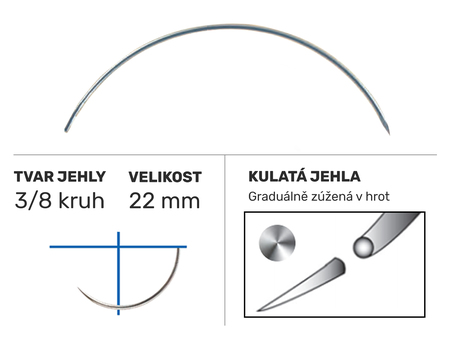 Chirurgická jehla Z671, pérové oko BRF, 3/8 kruh 22mm/N°14