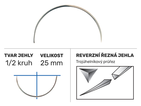 Chirurgická jehla Z763, pérové oko GF, 1/2 kruh 25mm/N°13