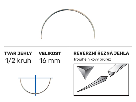 Chirurgická jehla Z766, pérové oko GF, 1/2 kruh 16mm/N°16