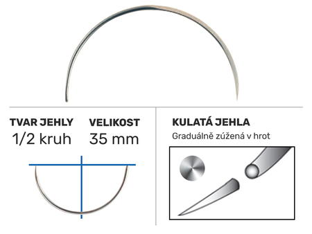 Chirurgická jehla Z811, běžné oko GRN, 1/2 kruh 35mm/N°10