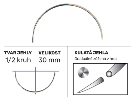 Chirurgická jehla Z862, pérové oko GRF, 1/2 kruh 30mm/N°12