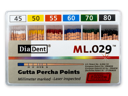 Diadent .02 - Gutaperčové čepy, sada 045-080