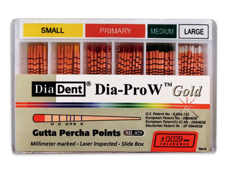 DiaDent Dia-Pro W GOLD - Gutaperčové čepy pro Wave One, SADA Small-Large (168-691)