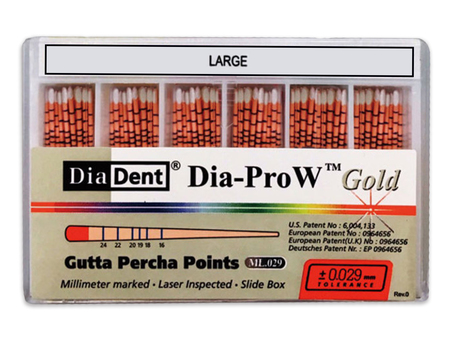 DiaDent Dia-Pro W GOLD - Gutaperčové čepy pro Wave One, vel. Large (168-604)