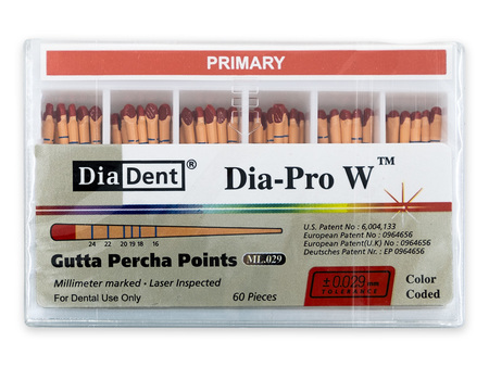 DiaDent Dia-Pro W - Gutaperčové čepy pro Wave One, vel. Primary