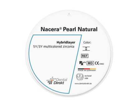 DD Nacera® Pearl Natural, multilayer zirkon, translucentní, Stellar White, 16 mm