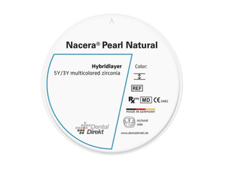 DD Nacera® Pearl Natural, multilayer zirkon, translucentní, 0M2, 16 mm
