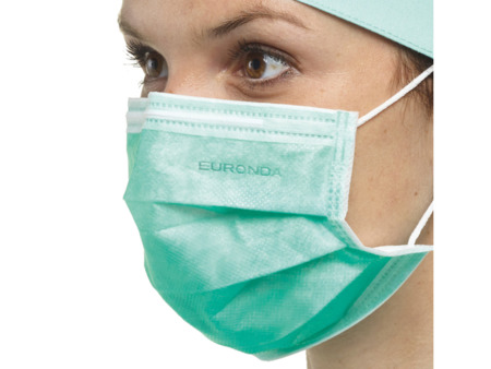 EURONDA Monoart Rouška 3-vrstvá chirurgická zelená 50ks