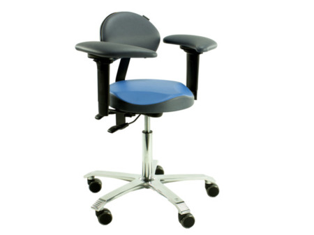 Stomatologická židle pro práci s mikroskopem, Bicolor, modrá/antracit