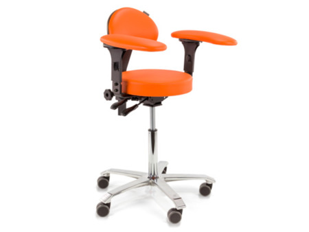 Stomatologická židle pro práci s mikroskopem, oranžová