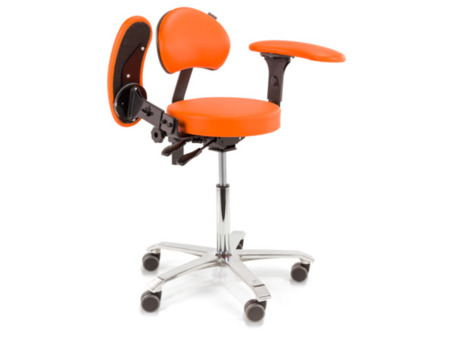 Stomatologická židle pro práci s mikroskopem, oranžová