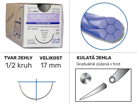 Surgicryl 910 violet 1/2 HR 17mm 75cmx1 15100117