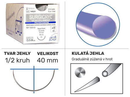 Surgicryl Monofilament violet 1/2 HR 40mm 90cmx2 13500140