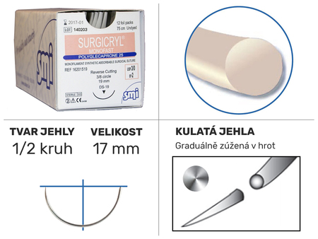 Surgicryl Monofast 1/2 HR 17mm 75cm 3/0 16200117