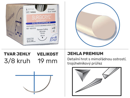 Surgicryl Monofast 3/8 DS 19mm 75cm 3/0 16201519