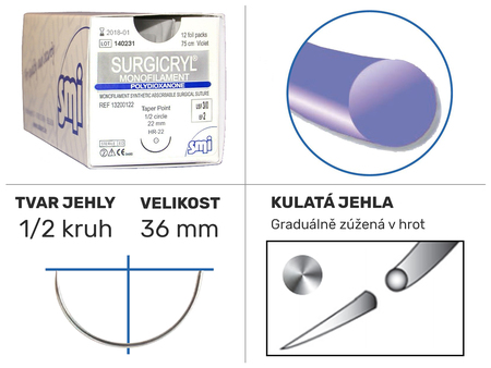 Surgicryl Monofilament violet 1/2HR 36mm 90cmx1 13400136