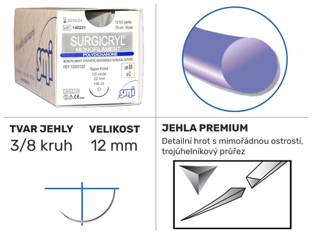 Surgicryl Monofilament violet 3/8 DS 12mm 45cm 5/0 13101512