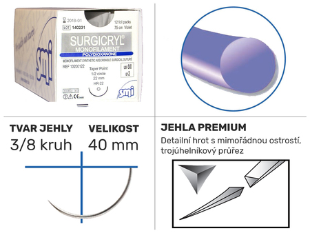 Surgicryl Monofilament violet 3/8 DS 40mm 90cmx1 13401540