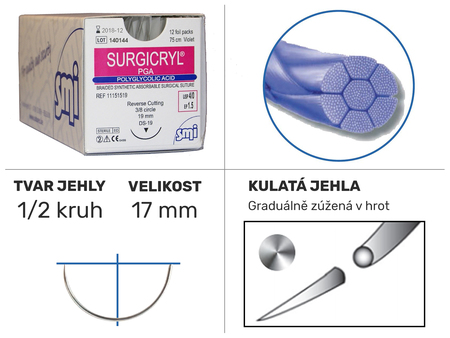 Surgicryl PGA violet 1/2HR 17mm 75cm 2/0 11300117