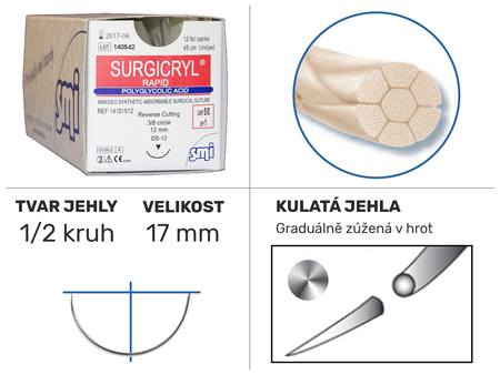 Surgicryl Rapid 1/2 HR 17mm 75cm 3/0 14200117