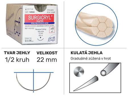 Surgicryl Rapid 1/2 HR 22mm 75cm 4/0 14150122