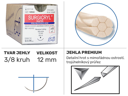 Surgicryl Rapid 3/8 DS 12mm 75cm 5/0 14101512