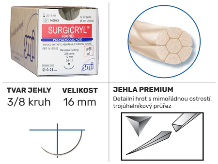 Surgicryl Rapid 3/8 DS 16mm 75cm 5/0 14101516