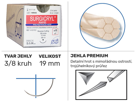 Surgicryl Rapid 3/8 DS 19mm 75cm 2/0 14301519