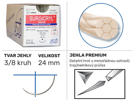 Surgicryl Rapid 3/8 DS 24mm 75cm 3/0 14201524