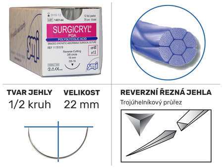 Surgicryl PGA violet 1/2 HS 22mm 75cm 3/0 11201422